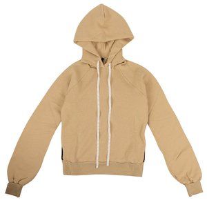 UNRAVEL PROJECT Tan Cut Out Shoulder Hooded Sweatshirt Size XXS $840